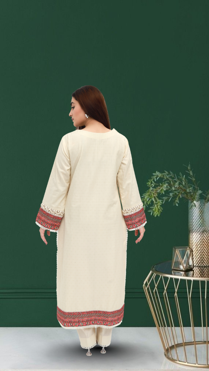 Cream Embroidered Lawn 3-Piece Suit | Daiselle by Zurwa's collection  – DAISELLE
