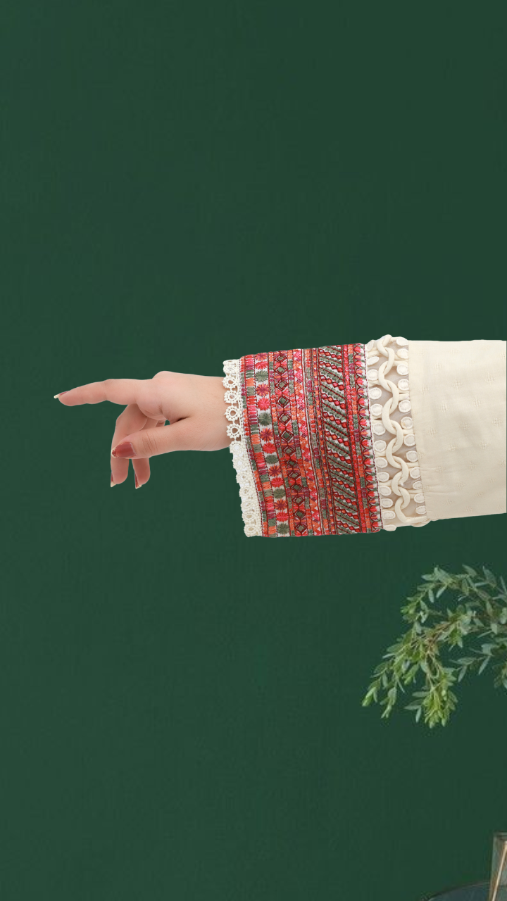 Cream Embroidered Lawn 3-Piece Suit | Daiselle by Zurwa's collection  – DAISELLE