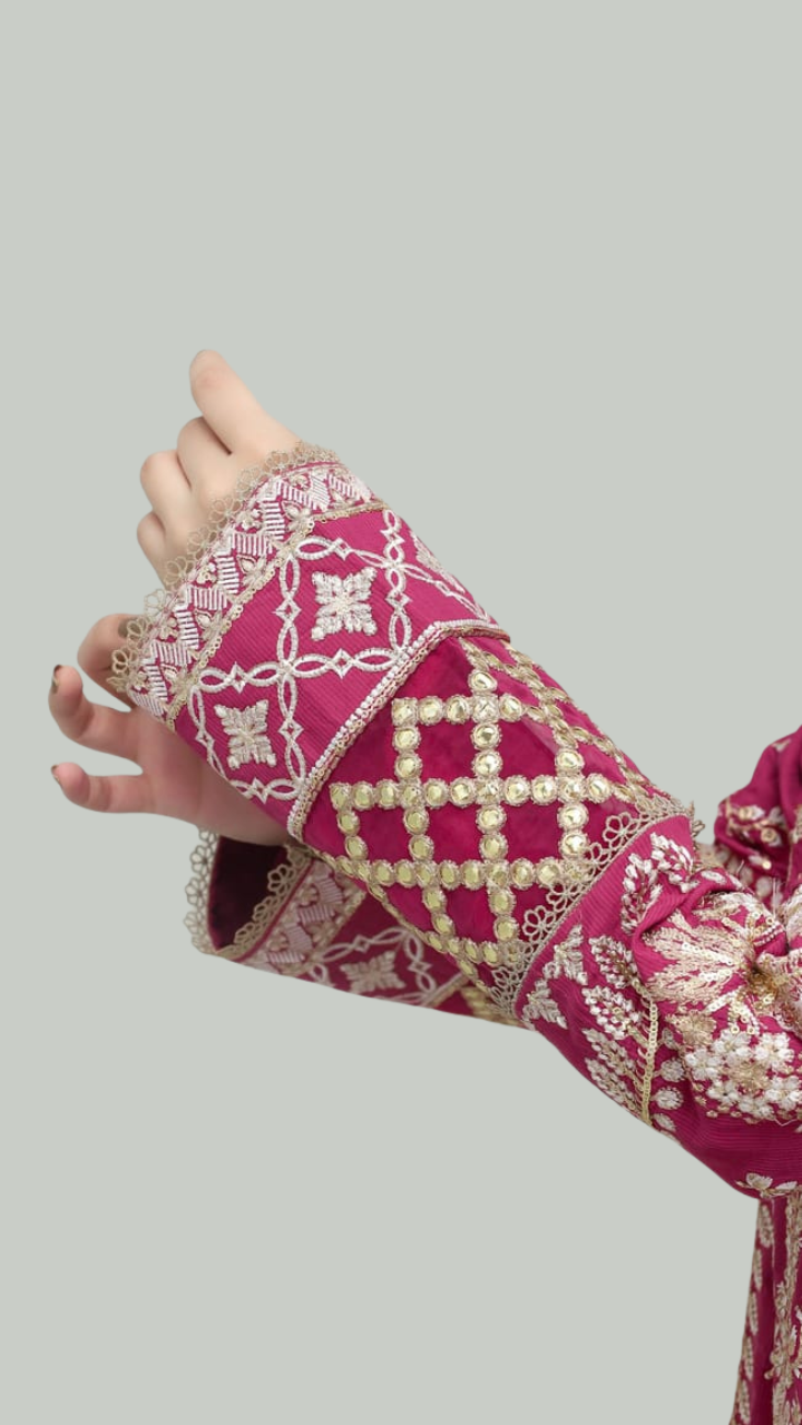 Magenta Raw Silk Embroidered Suit | Daiselle by Zurwas Collection – DAISELLE