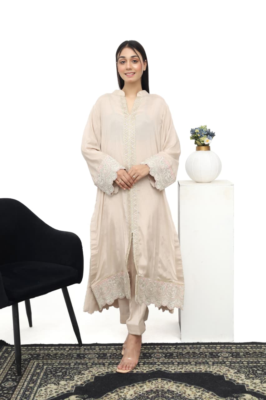 Raw Silk Embroidered 2-Piece Suit | Daiselle by Zurwa’s Collection