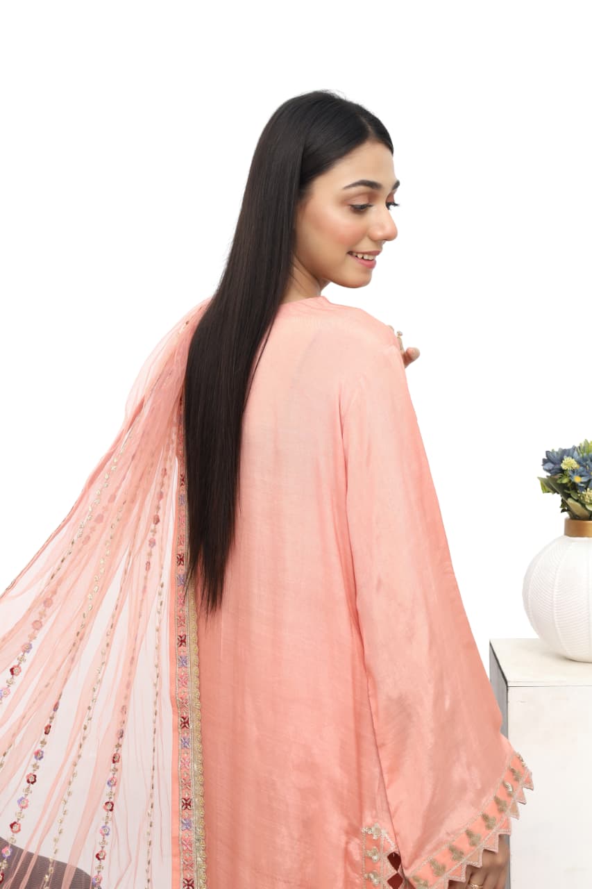 Peach Embroidered Lawn 3-Piece Suit | Daiselle by Zurwa’s Collection | Elegant Summer Wear