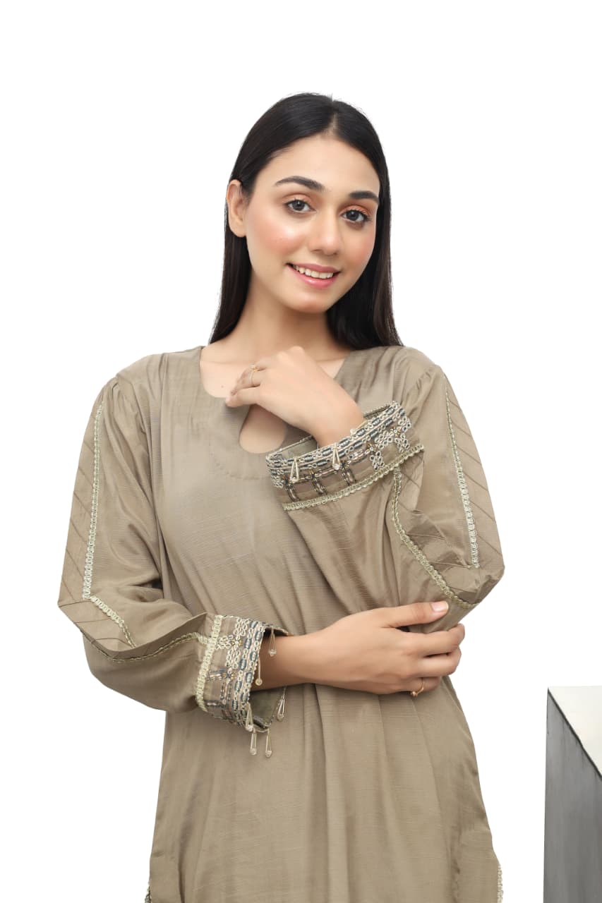 Raw Silk Embroidered 2-Piece Suit | Daiselle by Zurwa’s Collection | Luxury Formal Wear