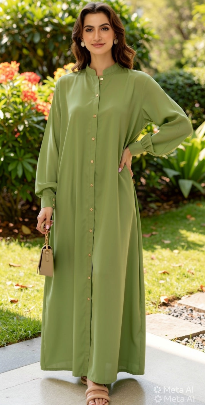 Olive Green Solid Lawn 2-Piece Suit
