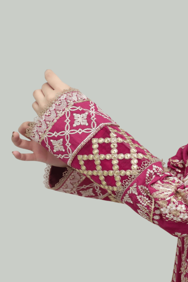 Magenta Raw Silk Embroidered 2-Piece Suit - Daiselle