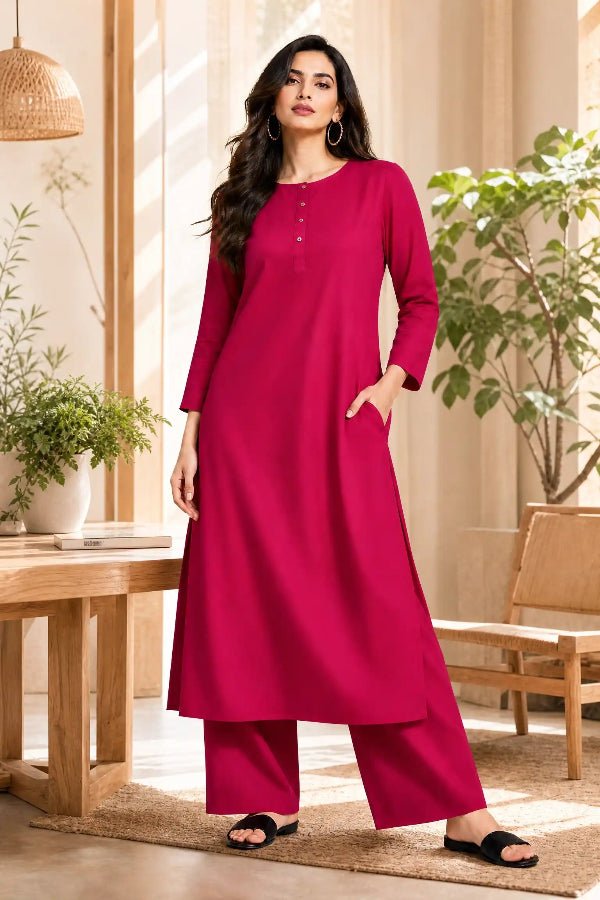 Mehroon Solid Lawn 2-Piece Suit - Daiselle