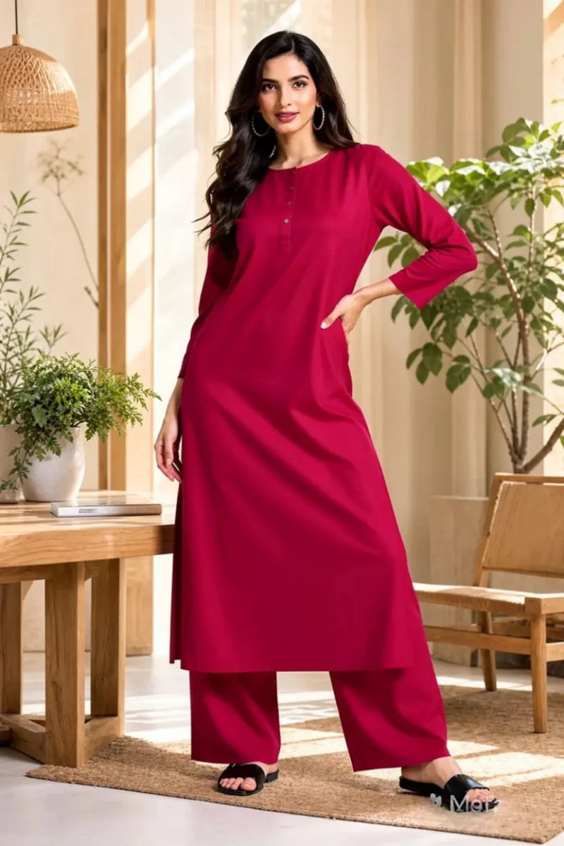 Mehroon Solid Lawn 2-Piece Suit by Daiselle - Daiselle