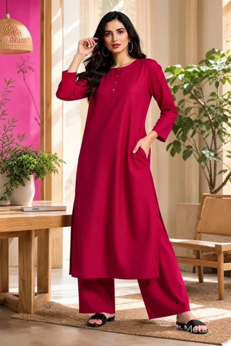 Mehroon Solid Lawn 2-Piece Suit by Daiselle - Daiselle