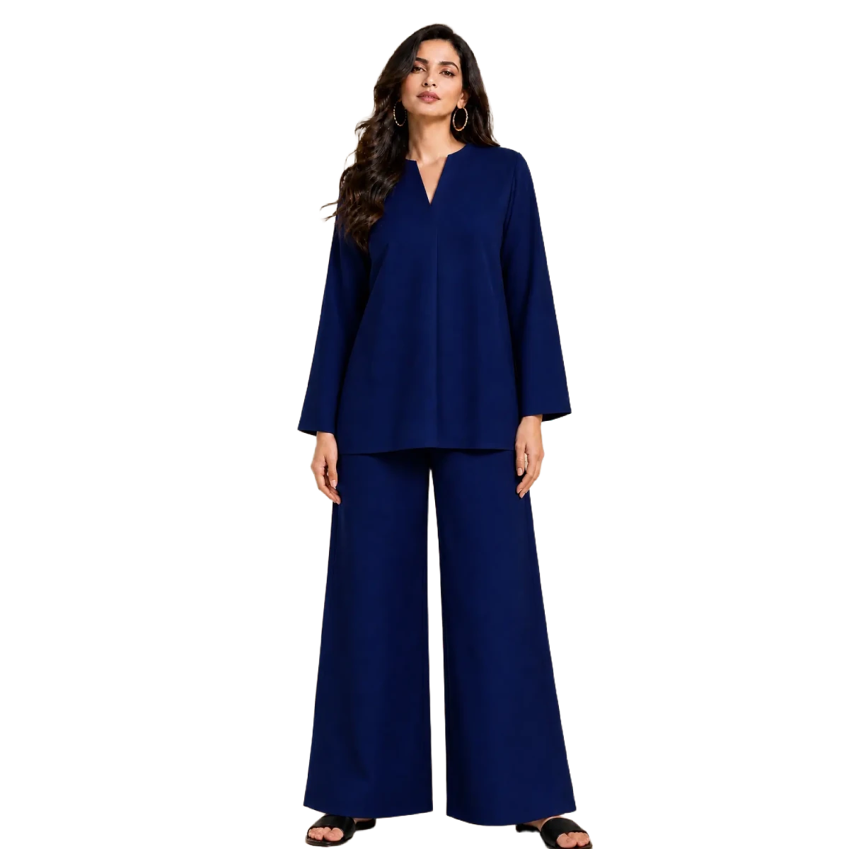 Navy Blue Solid Lawn 2-Piece Suit - Daiselle