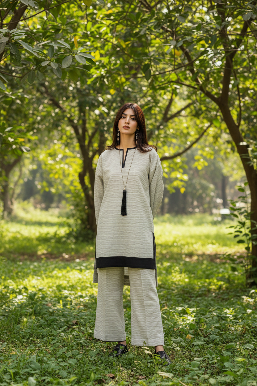 Off White Lawn 2-Piece Suit