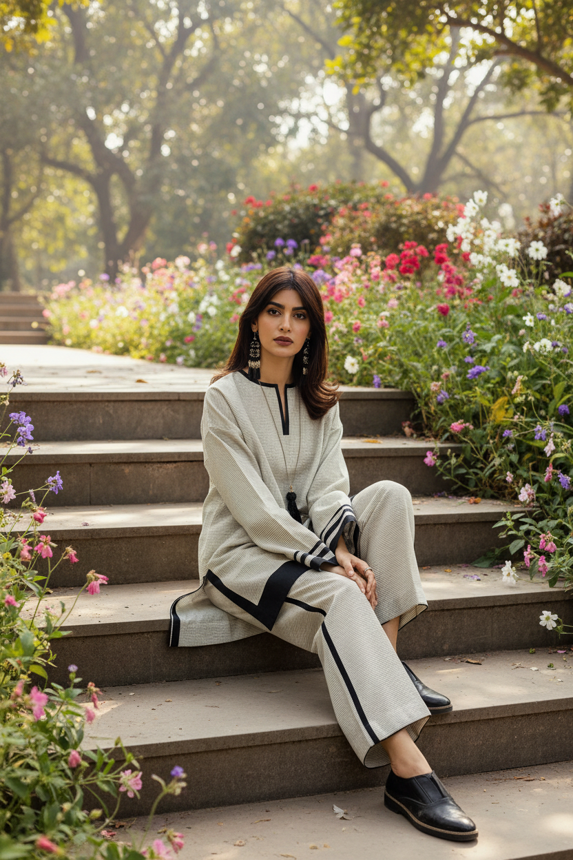 Off White Lawn 2-Piece Suit