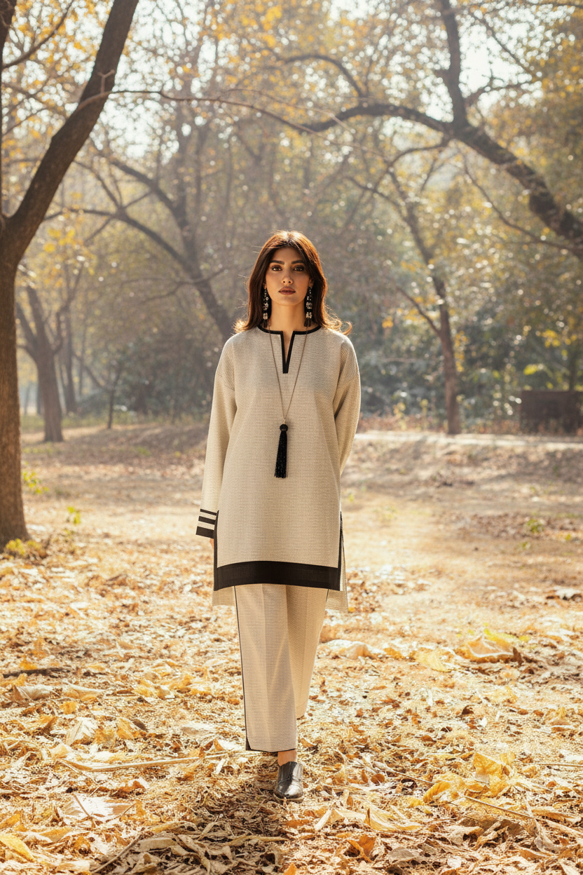 Off White Lawn 2-Piece Suit