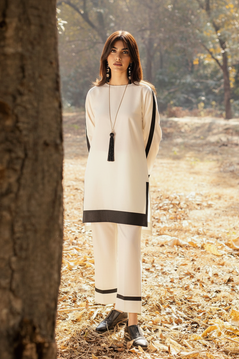 Off White Lawn 2-Piece Suit