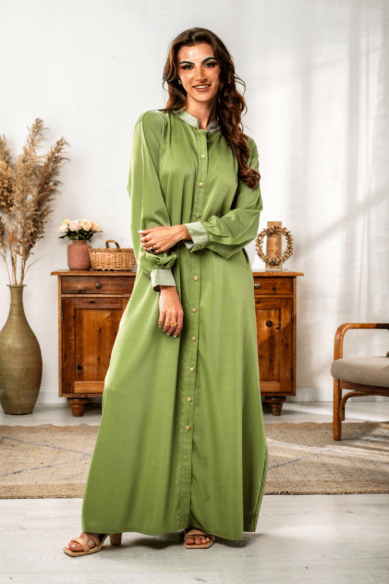 Olive Green Solid Lawn 2-Piece Suit - Daiselle