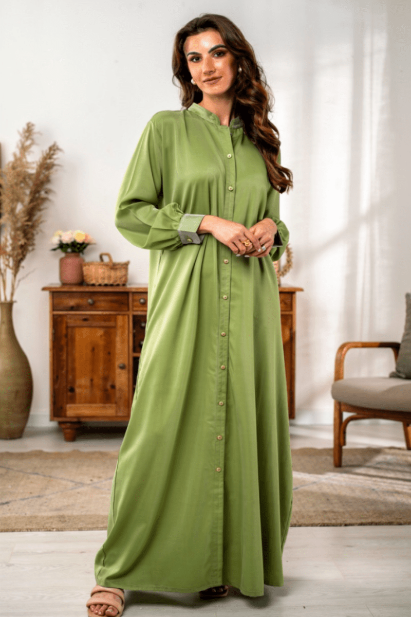 Olive Green Solid Lawn 2-Piece Suit - Daiselle