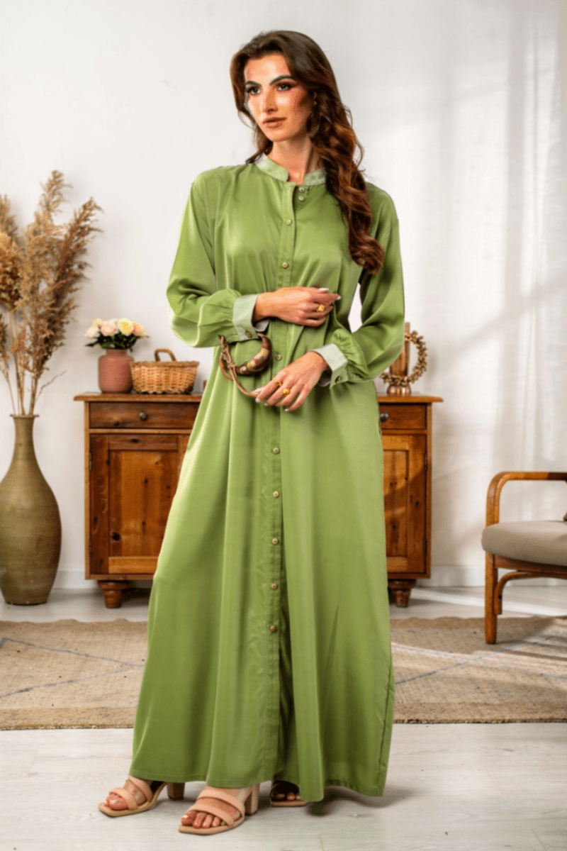 Olive Green Solid Lawn 2-Piece Suit - Daiselle
