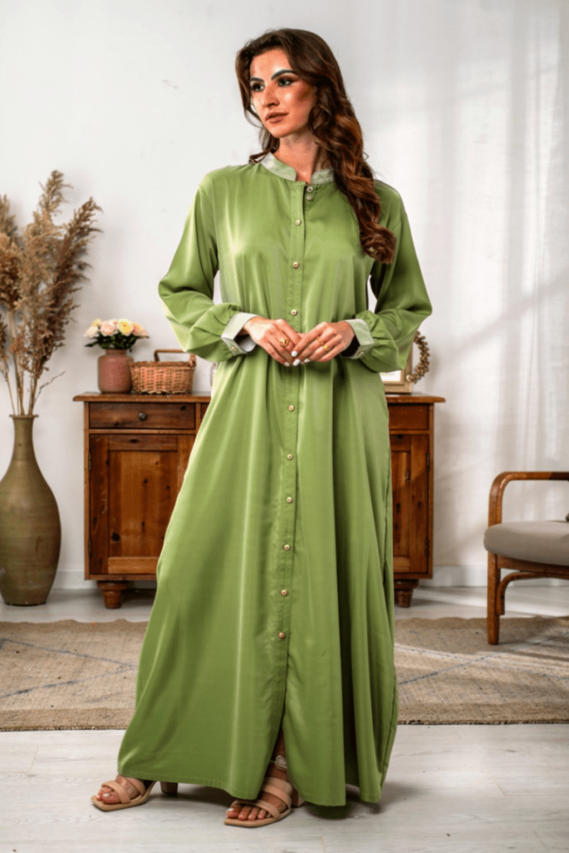 Olive Green Solid Lawn 2-Piece Suit - Daiselle