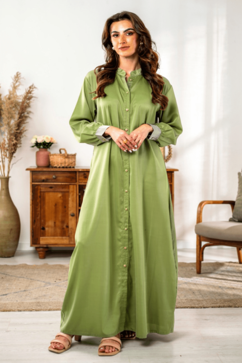 Olive Green Solid Lawn 2-Piece Suit - Daiselle