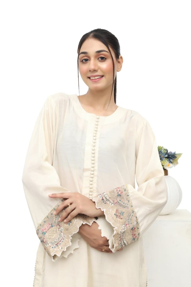 Raw Silk Embroidered 2-Piece Suit Festive Wear - Daiselle