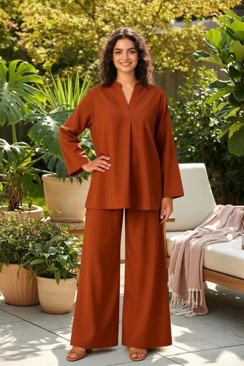 Rust Terracotta Relaxed Co-ord Set by Daiselle - Daiselle