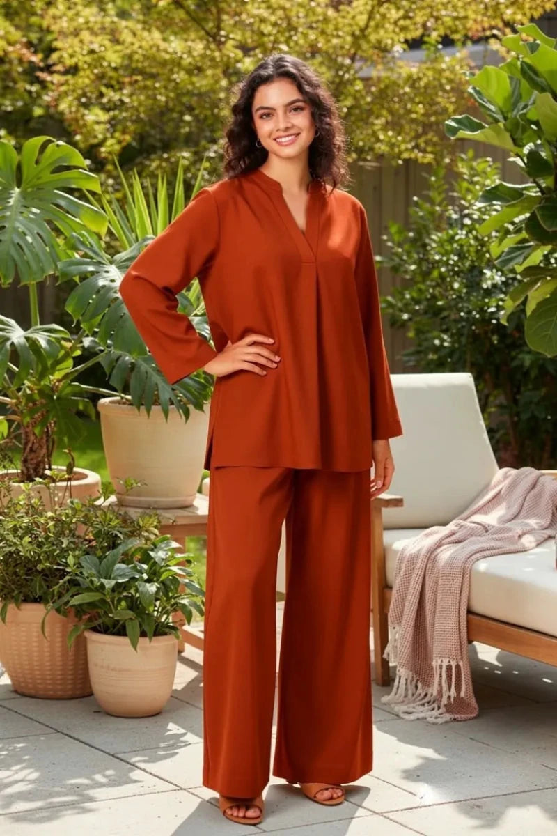 Rust Terracotta Relaxed Co-ord Set by Daiselle - Daiselle