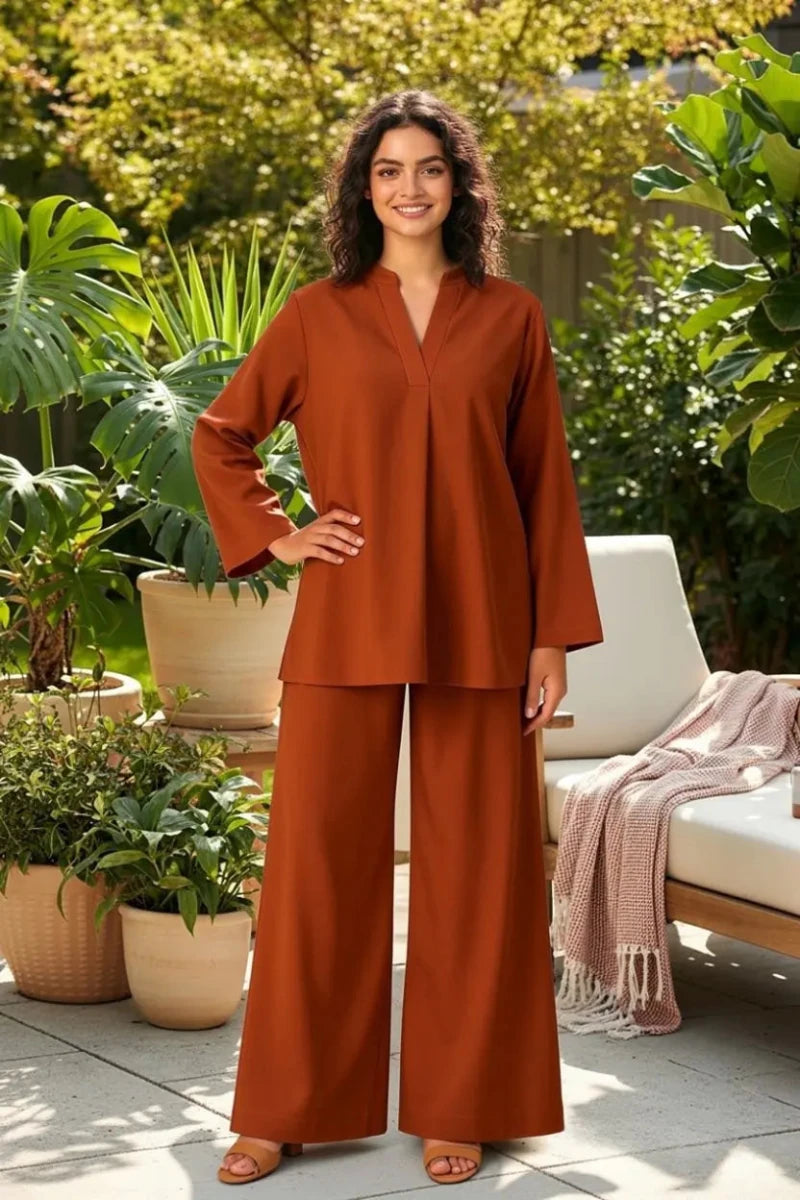 Rust Terracotta Relaxed Co-ord Set by Daiselle - Daiselle