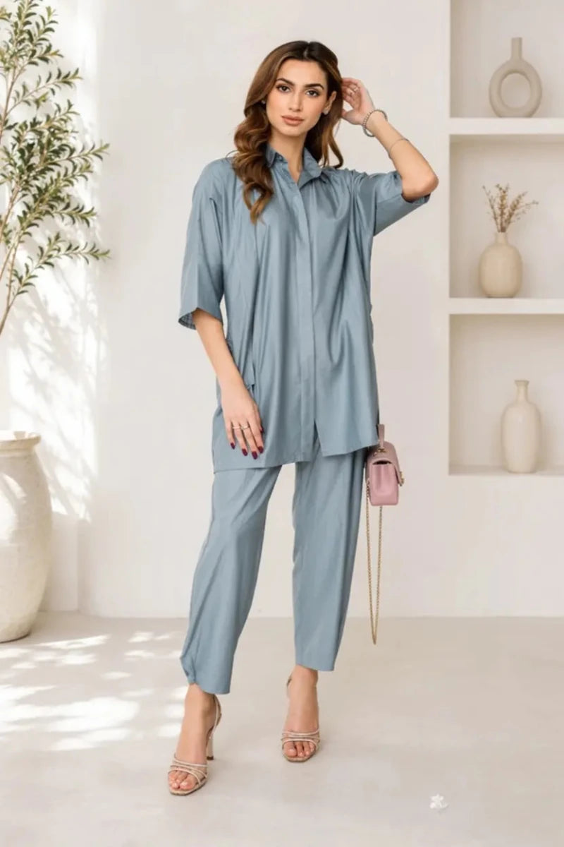 Slate Blue Relaxed Co-ord Set | Daiselle - Daiselle