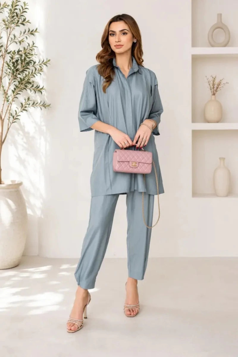 Slate Blue Relaxed Co-ord Set | Daiselle - Daiselle