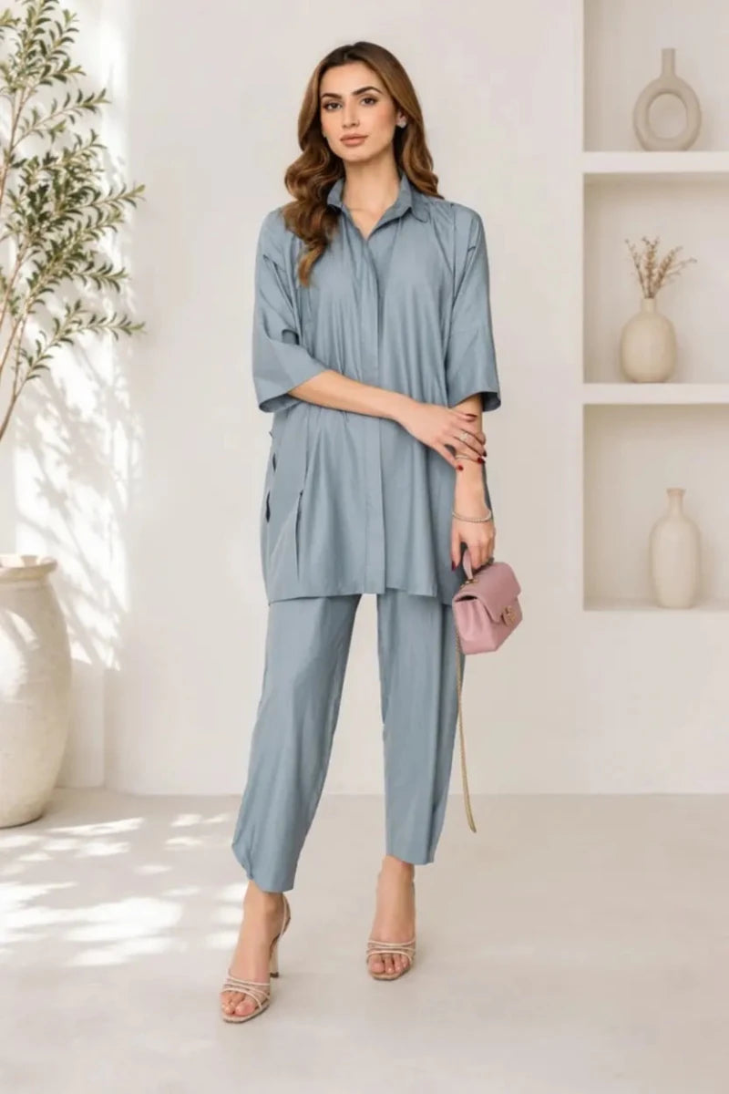 Slate Blue Relaxed Co-ord Set | Daiselle - Daiselle