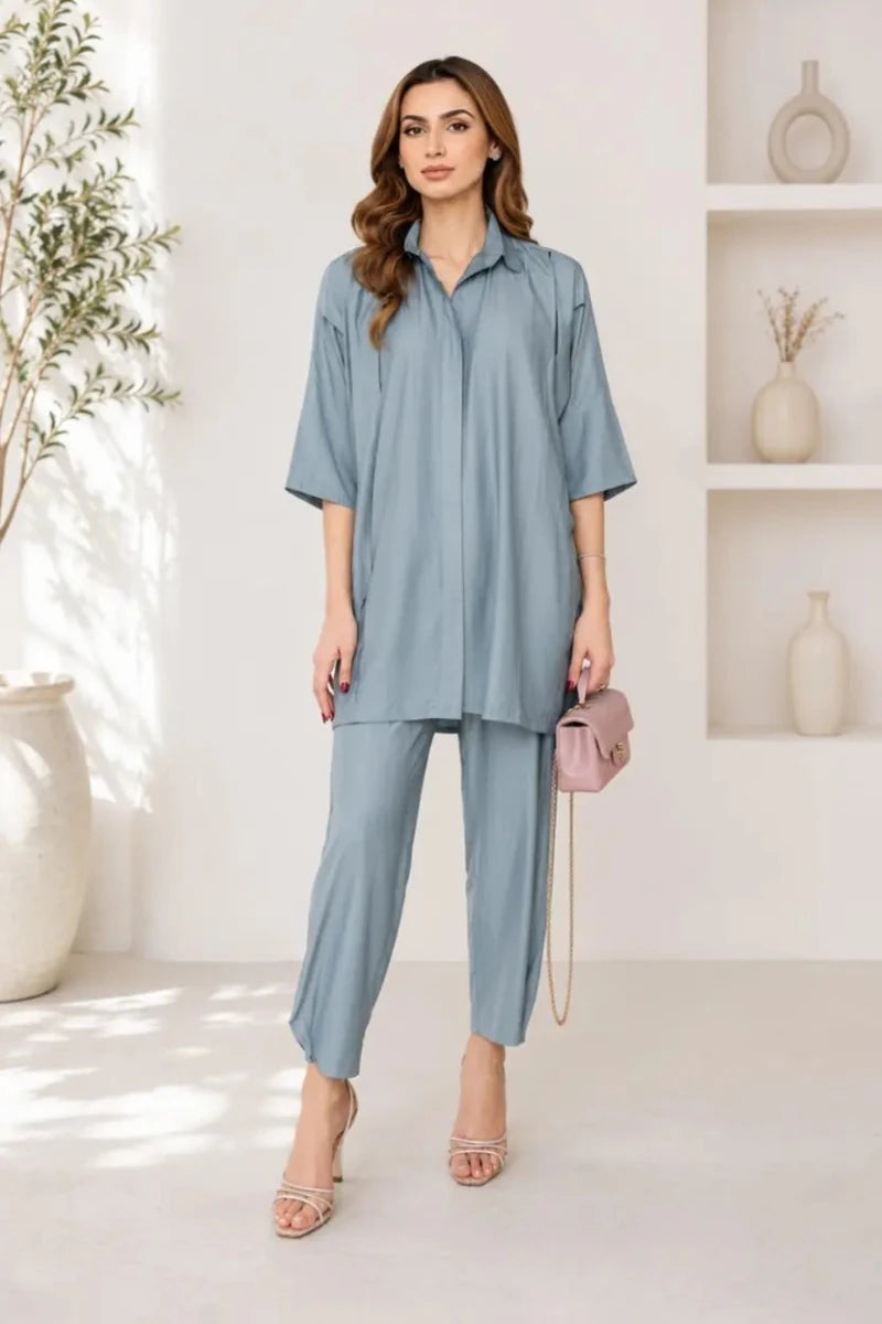 Slate Blue Relaxed Co-ord Set | Daiselle - Daiselle