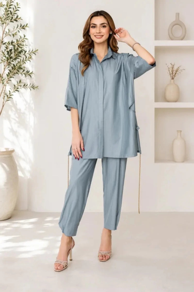 Slate Blue Relaxed Co-ord Set | Daiselle - Daiselle